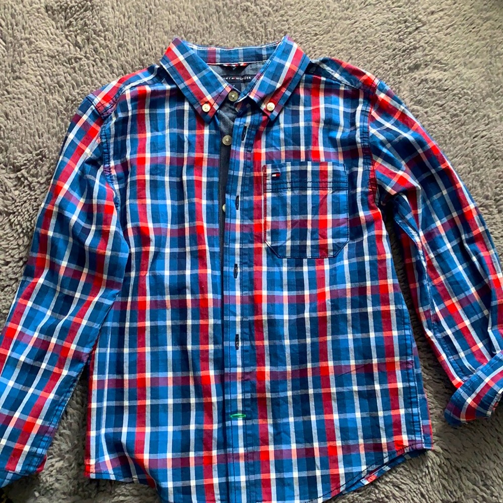 Tommy Hilfiger blue plaid button down